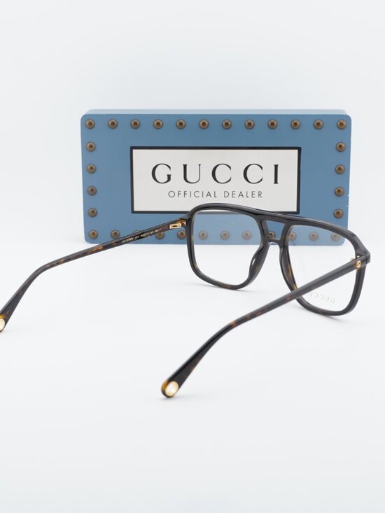Gucci GG1078O 003 Square Eyeglasses – Havana 56mm main image 6